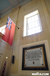merchant navy flag and plate in St Paul Anglican Church Valletta