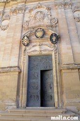 Entrance door to the St george Basilica of Victoria gozo