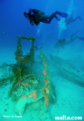 Diving around the remains of the  Beaufighter